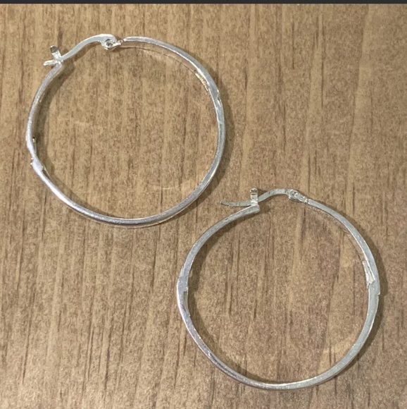 Sterling Silver 925 Hoop Earrings - Picture 4 of 8